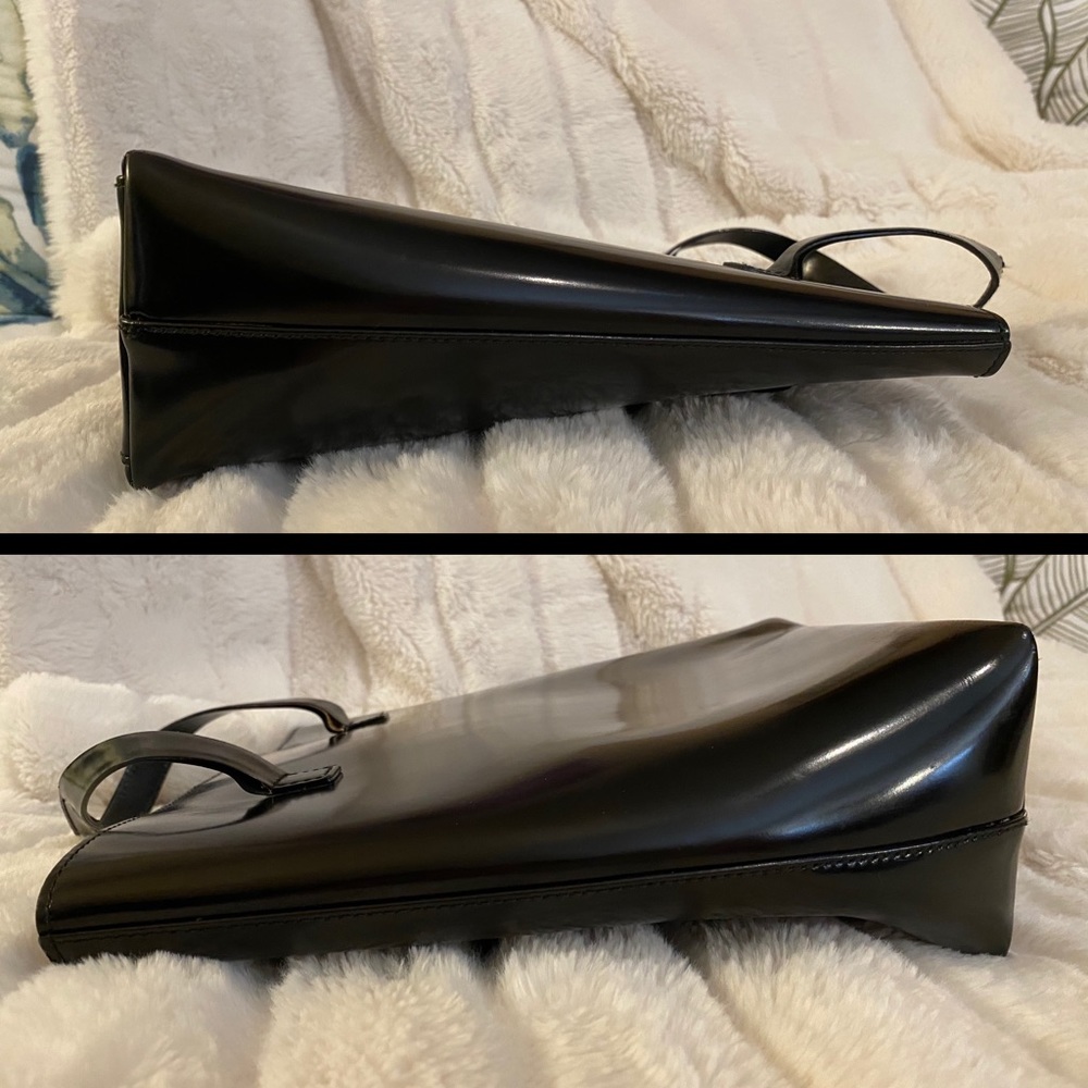 RARE Gucci Vintage Glossy Black Leather Tote - Picture 3 of 15